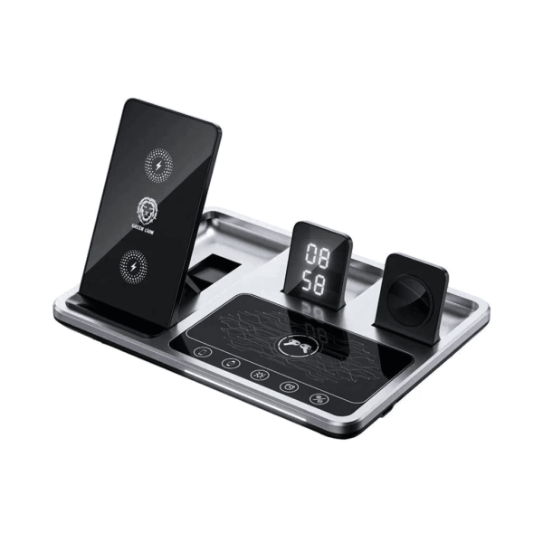 Green Lion 4 in 1 Wireless Charging Station 15W with Clock- Black